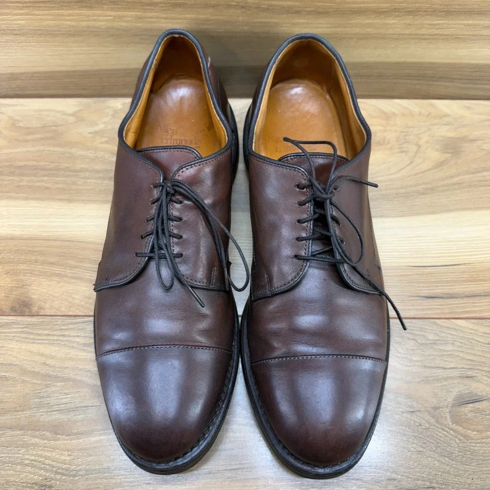 Allen Edmonds Bergland Oxford Mens 10.5 B Brown Leather Cap Toe Rubber Sole 6551